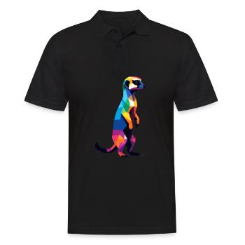 Meerkat in Big Pixels Cool, Savannah Colorful - Men's Polo Shirt - black - Front - Kai (181cm)