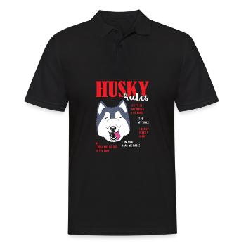 Sibirischer Husky - Männer Poloshirt - Schwarz - Vorne - Kai (181cm)