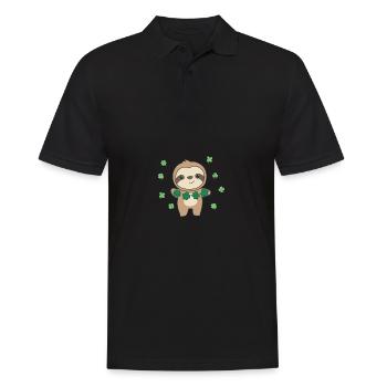 Sloth with shamrocks cute animals for luck - Men's Polo Shirt - black - Front - Kai (181cm)