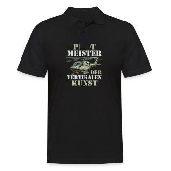 Pilot Fliegen Flieger Helikopter Hubschrauber - Männer Poloshirt - Schwarz - Vorne - Kai (181cm)
