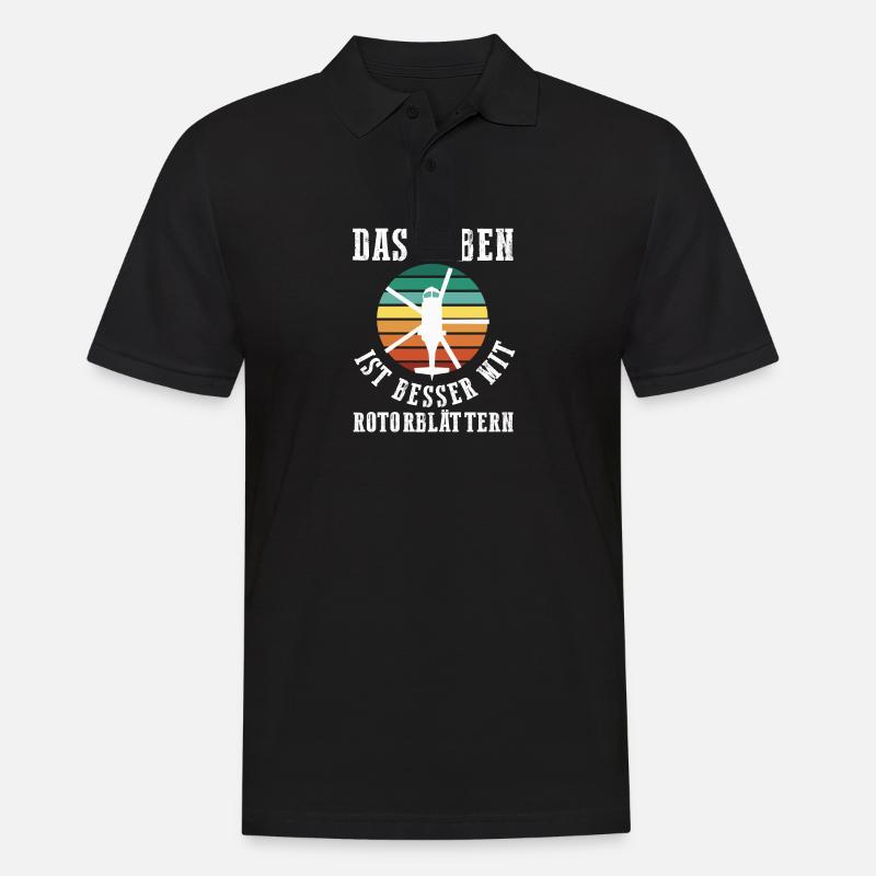 Pilot Hubschrauber Helikopter - Männer Poloshirt - Schwarz