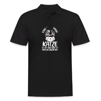 Katze Hexe Halloweenkostümkostüm Halloween - Männer Poloshirt - Schwarz - Vorne - Kai (181cm)