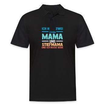 Ich Habe Zwei Titel Mama Und Stiefmama - Männer Poloshirt - Schwarz - Vorne - Kai (181cm)