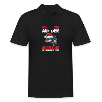 Santa Claus Fishing Christmas Party Christmas - Men's Polo Shirt - black - Front - Kai (181cm)