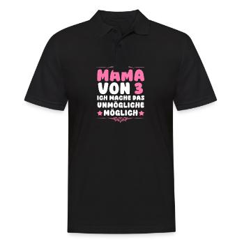 Mom of 3 children - Men's Polo Shirt - black - Front - Kai (181cm)