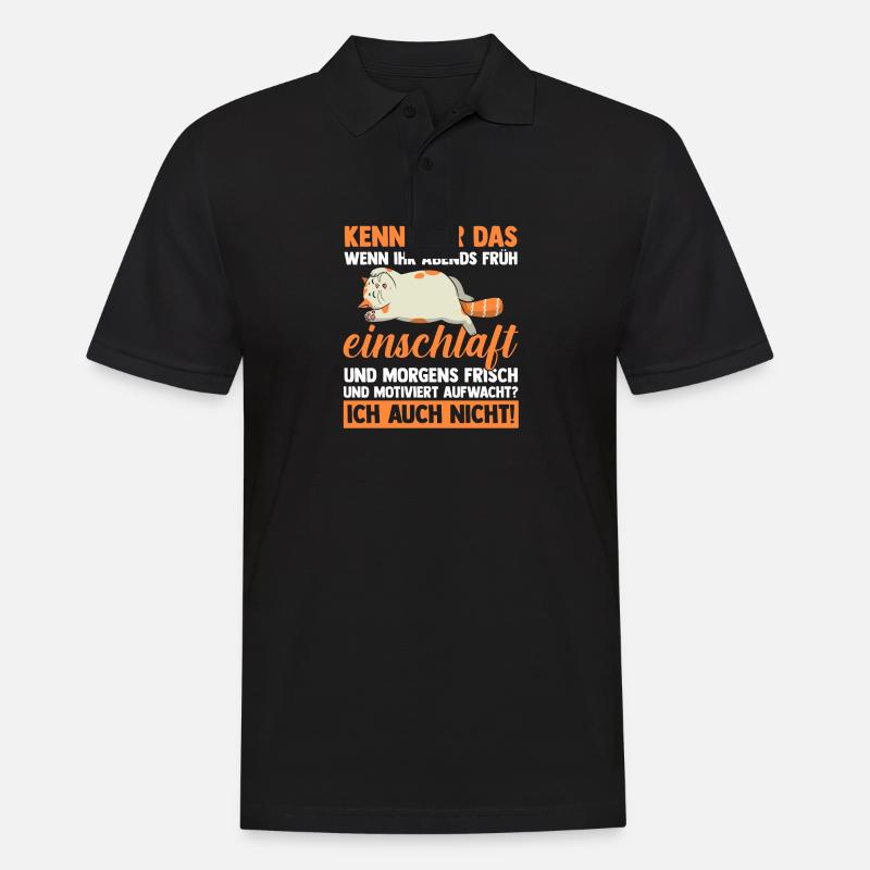 Faulenzer Langschläfer Motivation Katze - Männer Poloshirt - Schwarz