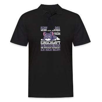 Lazy Late Riser Motivation Cat - Men's Polo Shirt - black - Front - Kai (181cm)