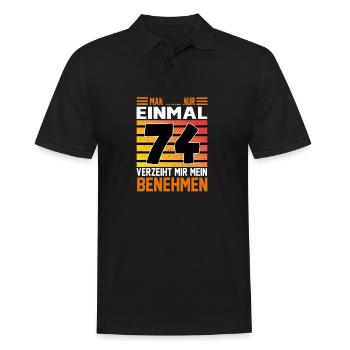Geburtstag Man wird nur einmal Alter Jahre 74 - Männer Poloshirt - Schwarz - Vorne - Kai (181cm)