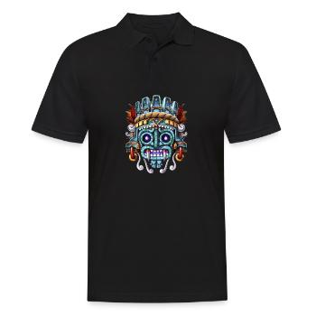 Aztekischer Gott Tlaloc - Männer Poloshirt - Schwarz - Vorne - Kai (181cm)