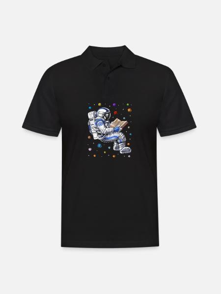 Astronauten-Lesebuch - Männer Poloshirt - Schwarz