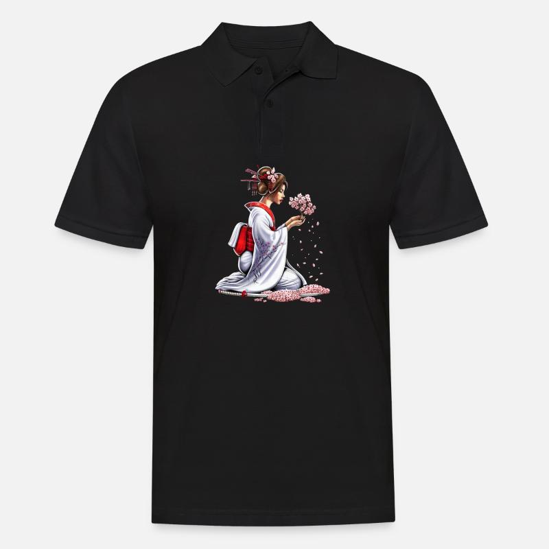 Ragazza samurai giapponese - Polo da uomo - nero