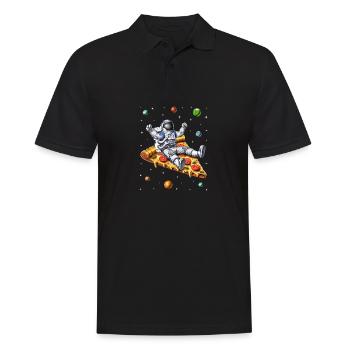 Astronaut Riding Pizza OFFICIAL - Men's Polo Shirt - black - Front - Kai (181cm)