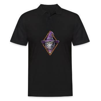 Katze Hexe - Männer Poloshirt - Schwarz - Vorne - Kai (181cm)