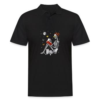 Skelett-Lesebuch - Männer Poloshirt - Schwarz - Vorne - Kai (181cm)