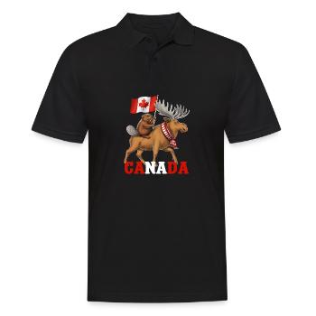 Kanada Biber Reitt Elch FULL - Männer Poloshirt - Schwarz - Vorne - Kai (181cm)