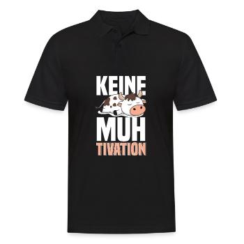 Kuh Faul Kuhbauer - Keine Muhtivation - Männer Poloshirt - Schwarz - Vorne - Kai (181cm)