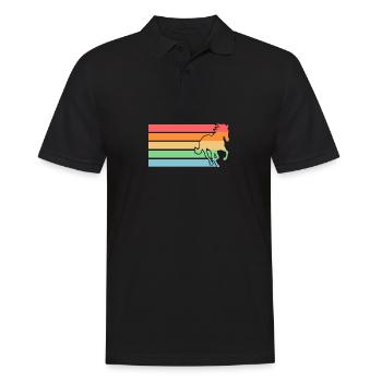 Reiten Pferd - Männer Poloshirt - Schwarz - Vorne - Kai (181cm)