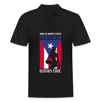 Puerto Rico Flagge | Puerto Ricaner Geschenkideen - Männer Poloshirt - Schwarz - Vorne - Kai (181cm)