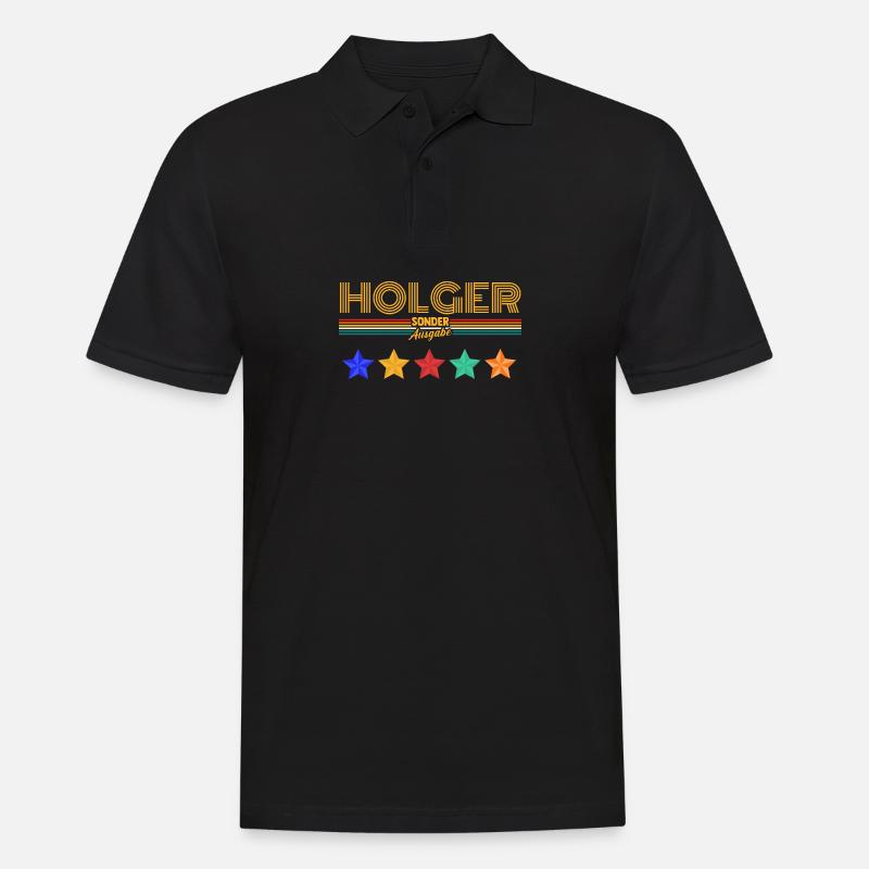 Holger - Männer Poloshirt - Schwarz