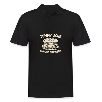 Estomac Mal Burger Survivant Drôle Nourriture préférée - Polo Homme - noir - Devant - Kai (181cm)