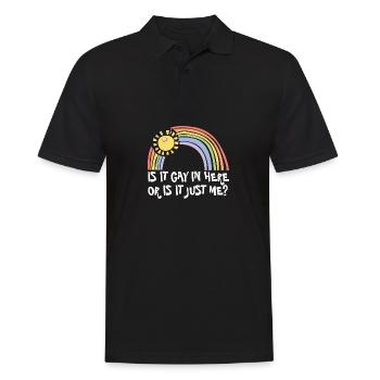 LGBTQ Trans Gay Pride Is It Gay Here Proud Ally - Men's Polo Shirt - black - Front - Kai (181cm)