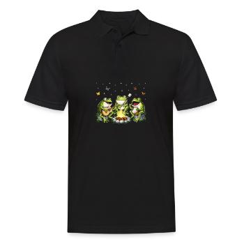 Cottagecore Frogs Camping - Polo Homme - noir - Devant - Kai (181cm)
