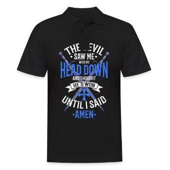 The Devil Saw Me With My Head Down White / Blue - Men's Polo Shirt - black - Front - Kai (181cm)