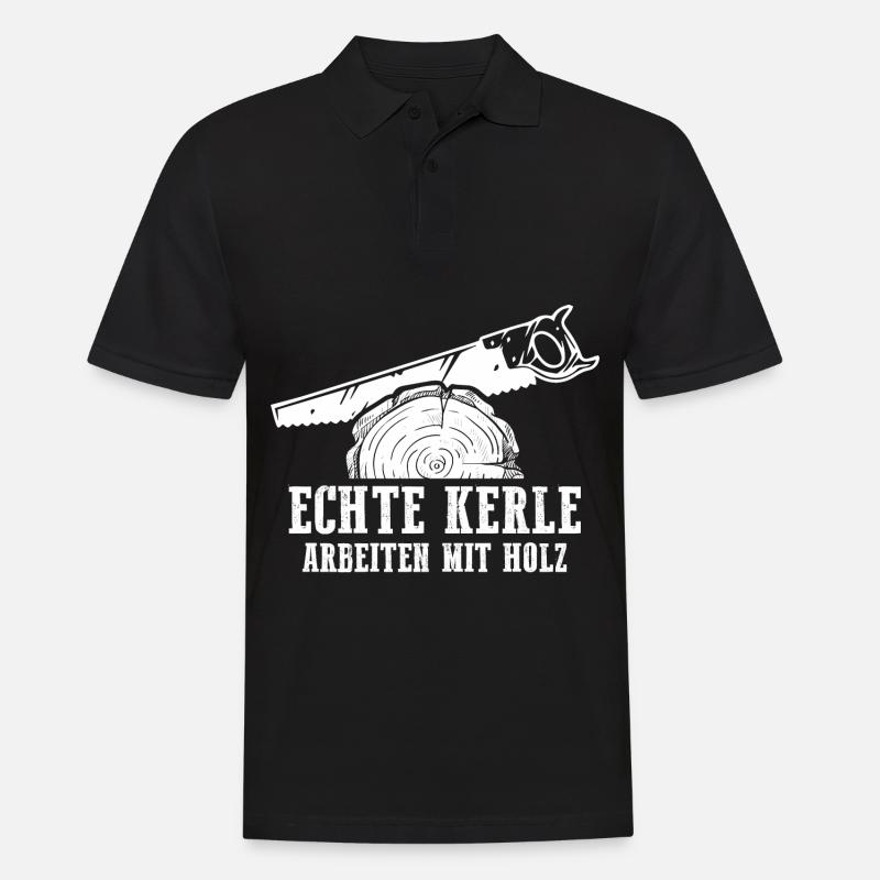 Echte Kerle Arbeiten mit Holz - Männer Poloshirt - Schwarz