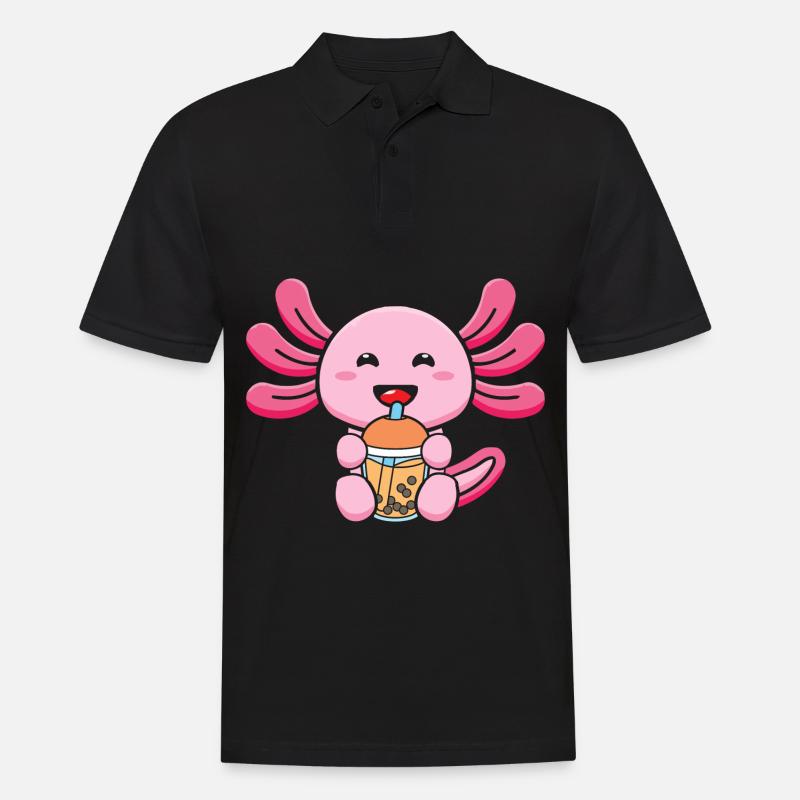 Bubble Tea Axolotl - Männer Poloshirt - Schwarz