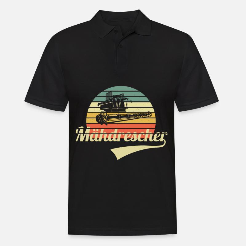 Mähdrescher Retro - Männer Poloshirt - Schwarz