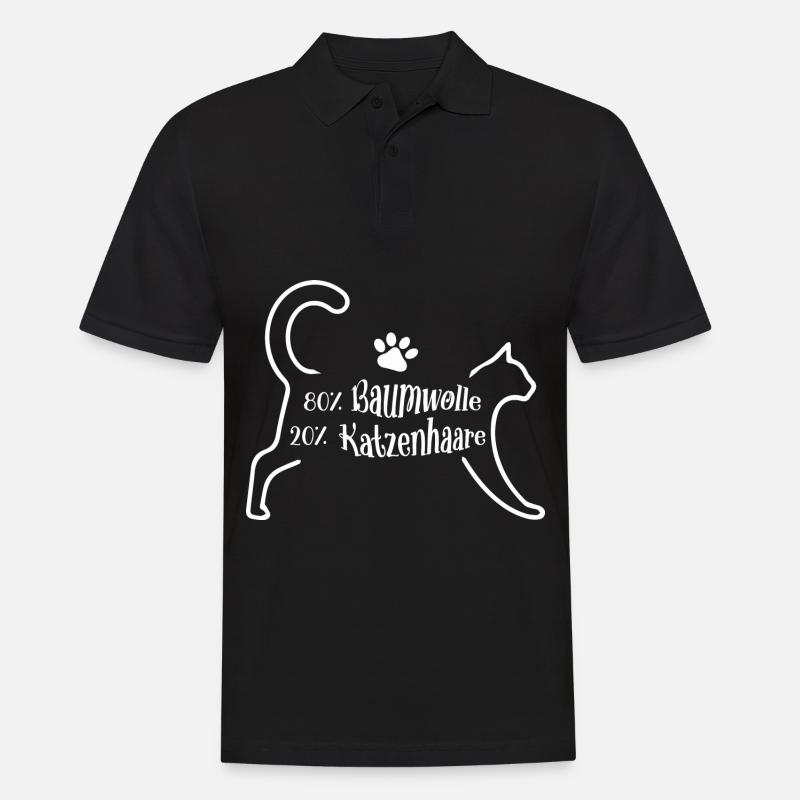 80% Baumwolle 20% Katzenhaare - Männer Poloshirt - Schwarz