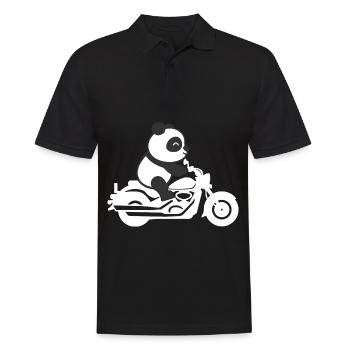 Panda Motorrad Biker Pandabär Motorradfahrer - Männer Poloshirt - Schwarz - Vorne - Kai (181cm)