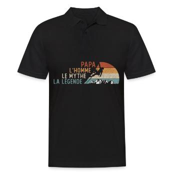 papa grimpeur l'homme cadeau papa sport escalade - Polo Homme - noir - Devant - Kai (181cm)