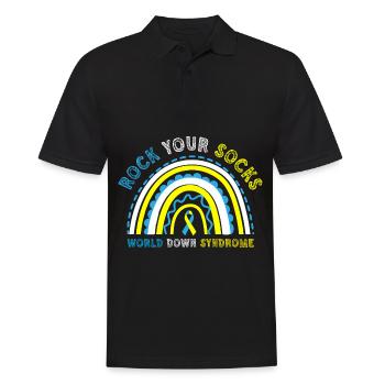 Rock Your Socks World Down Syndrome Mois - Polo Homme - noir - Devant - Kai (181cm)