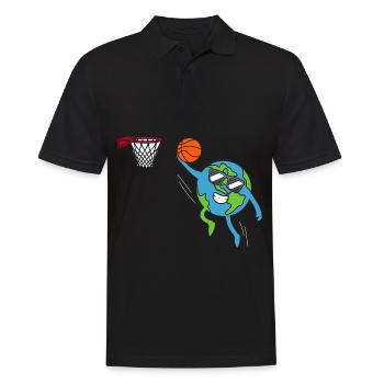 Erde spielt Basketball Tag der Erde - Männer Poloshirt - Schwarz - Vorne - Kai (181cm)
