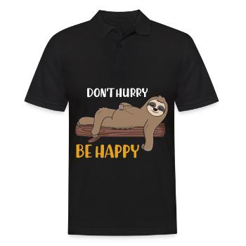 Dont Hurry Be Happy Sloth Sleeping Shirt - Men's Polo Shirt - black - Front - Kai (181cm)
