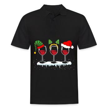 Weinglas Weihnachten - Männer Poloshirt - Schwarz - Vorne - Kai (181cm)