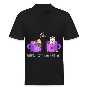 Ich ohne Kaffee Ich mit Kaffee Faultier Einhorn - Männer Poloshirt - Schwarz - Vorne - Kai (181cm)