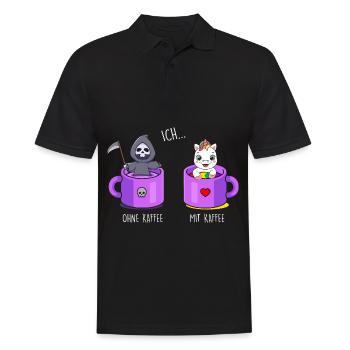 Ich ohne Kaffee Ich mit Kaffee Einhorn Kaffee - Männer Poloshirt - Schwarz - Vorne - Kai (181cm)