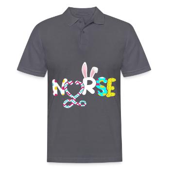 Nurse Rabbit Ear Stethoscope Happy Easter - Men's Polo Shirt - charcoal grey - Front - Nico (186cm)