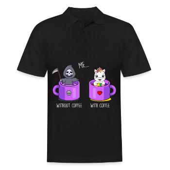Ich ohne Kaffee Ich mit Kaffee Sensenmann Einhorn - Männer Poloshirt - Schwarz - Vorne - Kai (181cm)