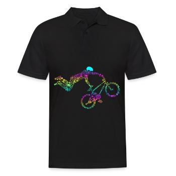 BMX Retro Calligram Bicycle Motocross Bike Rider - Polo Homme - noir - Devant - Kai (181cm)