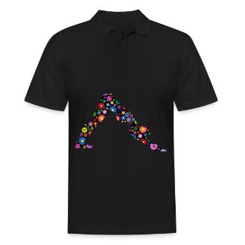 Yoga Blume Meditation Herabschauender Hund Yoga - Männer Poloshirt - Schwarz - Vorne - Kai (181cm)