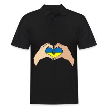 Ukraine Hand Heart Flag Support Ukraine - Männer Poloshirt - Schwarz - Vorne - Kai (181cm)