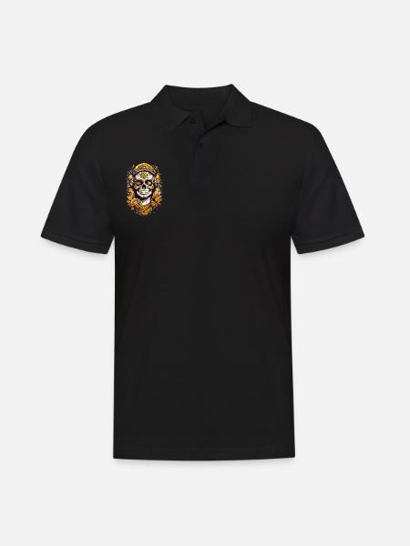 Golden Sugar Skull - Men's Polo Shirt - black