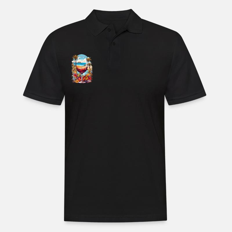 Strand Weinglas - Männer Poloshirt - Schwarz