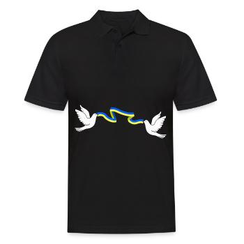 Dove Ribbon Ukraine Two Dove Biting Ukraine Flag - Männer Poloshirt - Schwarz - Vorne - Kai (181cm)