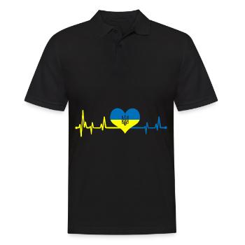 Herzschlag Ukraine Flagge I Stand With Ukraine - Männer Poloshirt - Schwarz - Vorne - Kai (181cm)