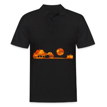 Acoustic Guitar Forest Nature Reflection Mirror - Men's Polo Shirt - black - Front - Kai (181cm)