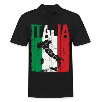 Italia Italian Flag Italy Football Map - Men's Polo Shirt - black - Front - Kai (181cm)
